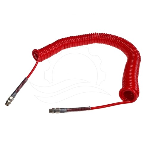 Wąż spiralny PA 8x5mm (zwój 55mm) 12m czerwony G1/4''M