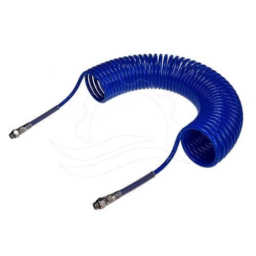 Wąż spiralny PA 8x6mm (zwój 86mm) 12m niebieski G1/4''M